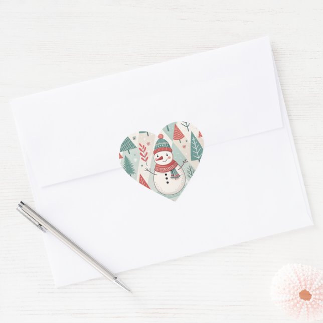 Adesivo Coração Pattern Scandinavian Snowman (Envelope)