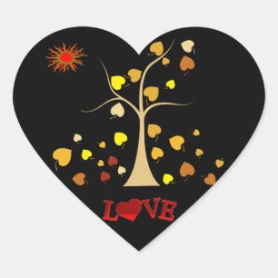 Adesivo Coração Pau de Coração da Árvore de Amor