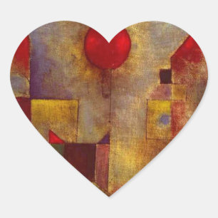 Adesivo Coração Paul Klee Balão Vermelho Arte Colorida Abstrata 