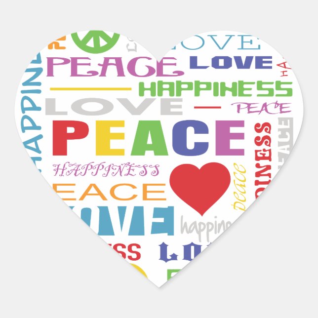 Adesivo Coração Paz Ama Felicidade (Frente)