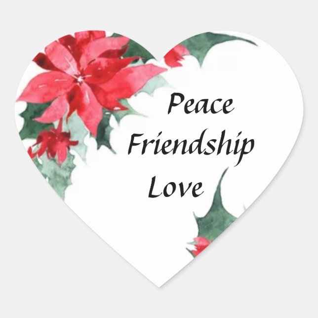 Adesivo Coração Paz, Amizade e Amor Natal (Frente)