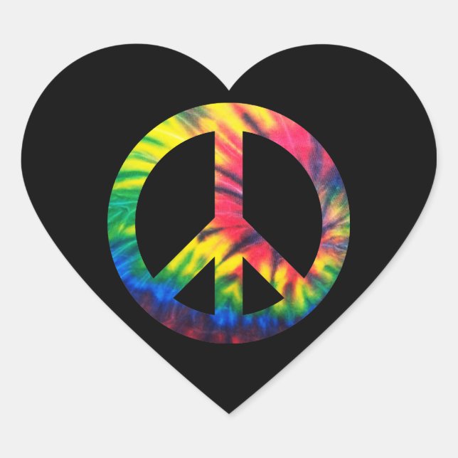 Adesivo Coração Paz Tie Dyed (Frente)