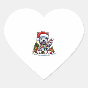 Adesivo Coração Peace Hand Scottish Terrier Christmas Lights Women