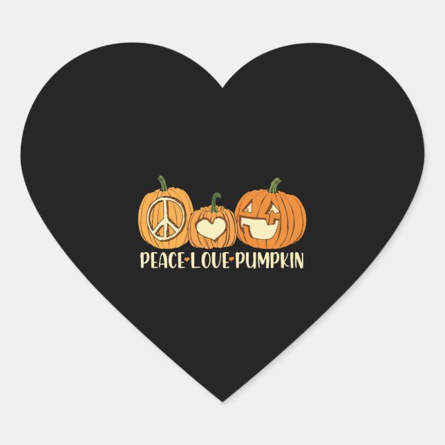 Adesivo Coração Peace Love Pumpkin Halloween (Frente)