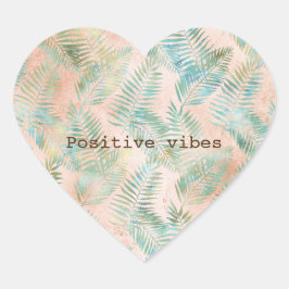 Adesivo Coração Peach Aqua Green Tropical Folhas