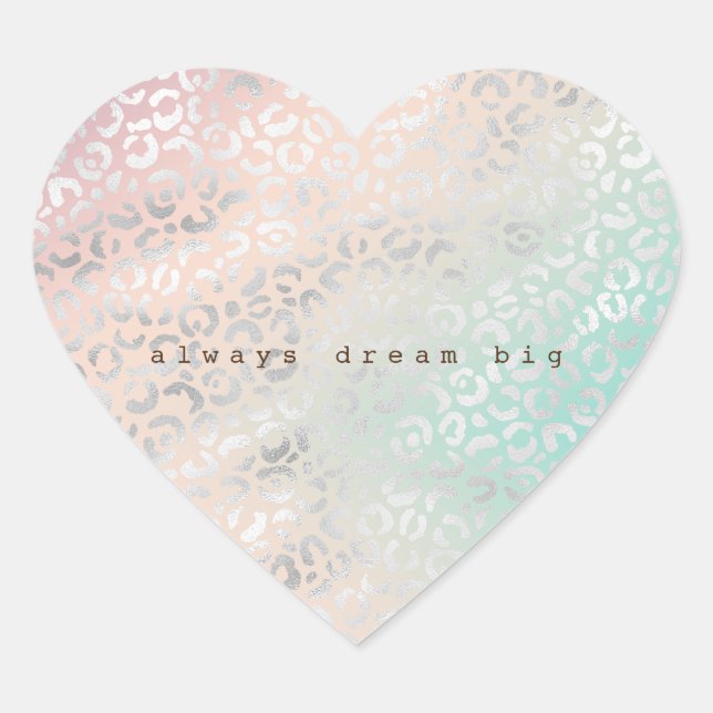 Adesivo Coração Peach Aqua Tie Dye Silver Leopardo (Frente)