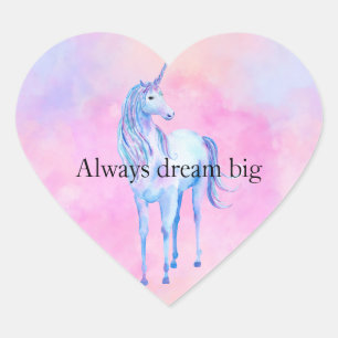 Adesivo Coração Peach Pink Purple Unicorn