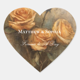 Adesivo Coração Peach Rosa Romântico Wedding Floral