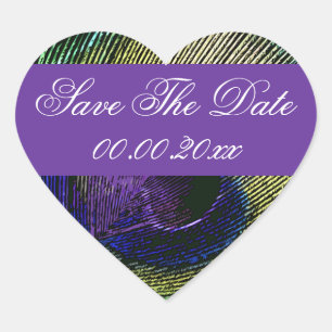 Adesivo Coração Peacock no noivado de casamento roxo