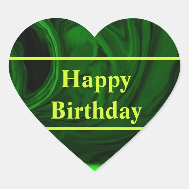 Adesivo Coração pedra verde-malaquita de textura, personalizada (Frente)