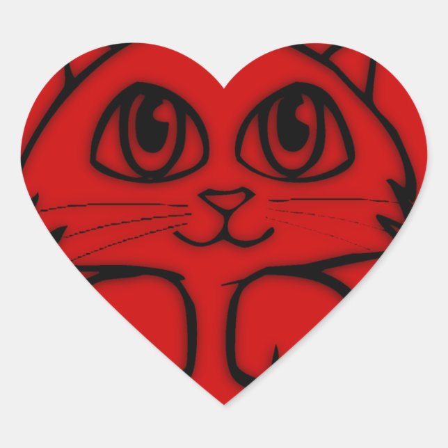 Adesivo Coração Peeking Kitten Red Heart (Frente)