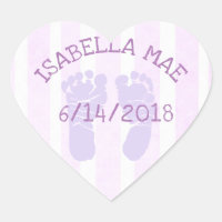 Pegadas de Anúncio de Bebê de Coração Roxo