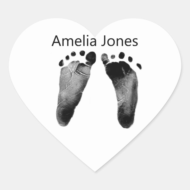 Adesivo Coração Pegadas De Bebê Em Branco (Frente)