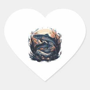 Adesivo Coração Peixe Peixe Carpa Anglas Pesca