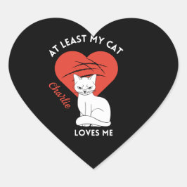 Adesivo Coração Pelo Menos Minha Gata Me Ama Um Autocolante Person