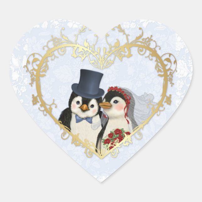 Adesivo Coração Penguin Wedding (Frente)