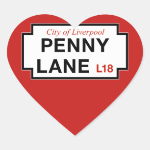 Adesivo Coração Penny Lane, Street Sign, Liverpool, Reino Unido