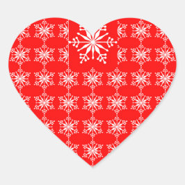 Adesivo Coração Pentes de flocos de neve de Natal em Vermelho e Br