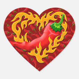 Adesivo Coração Pepper Chili com Flame Heart