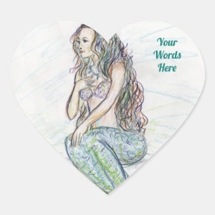 Adesivo Coração Pequena Sereia nos Autocolantes Decais de Arte Roc