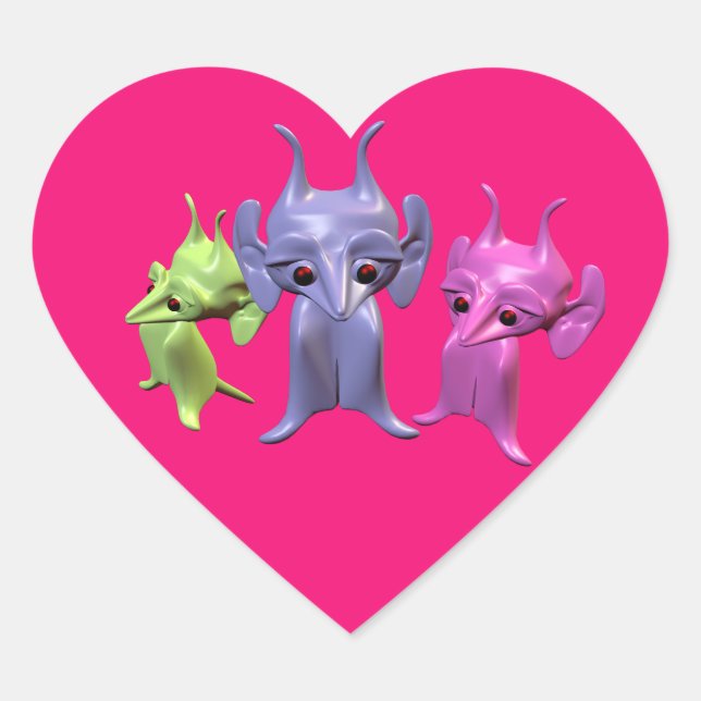 Adesivo Coração Pequenos marcianos (Frente)