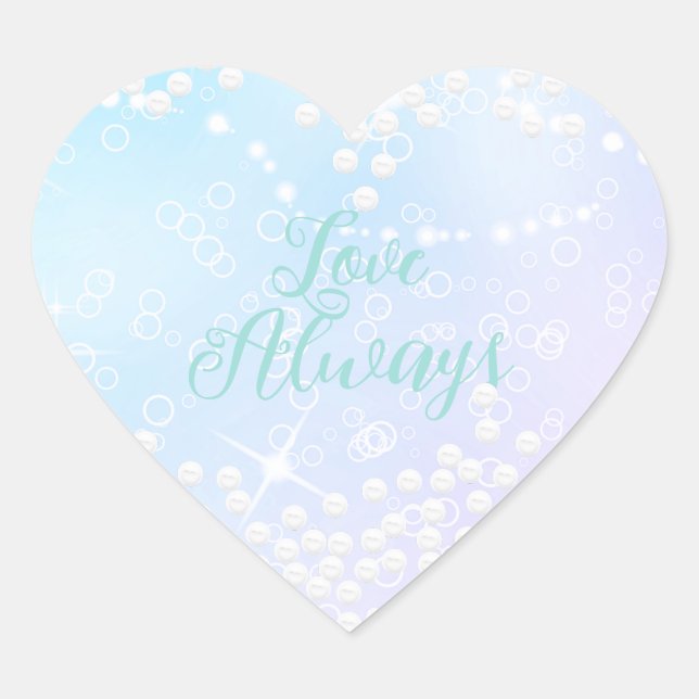 Adesivo Coração Pérolas Brilham Azul Rosa (Frente)