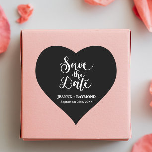 Adesivo Coração Personalizado Preto e Branco Save The Date de Casa