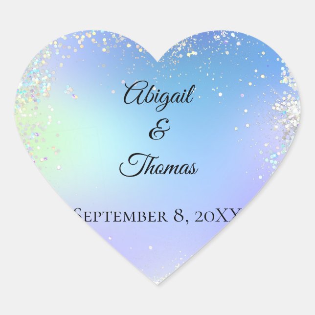 Adesivo Coração Personalizar Brida de Casamento Roxo-Brilhante Azu (Frente)