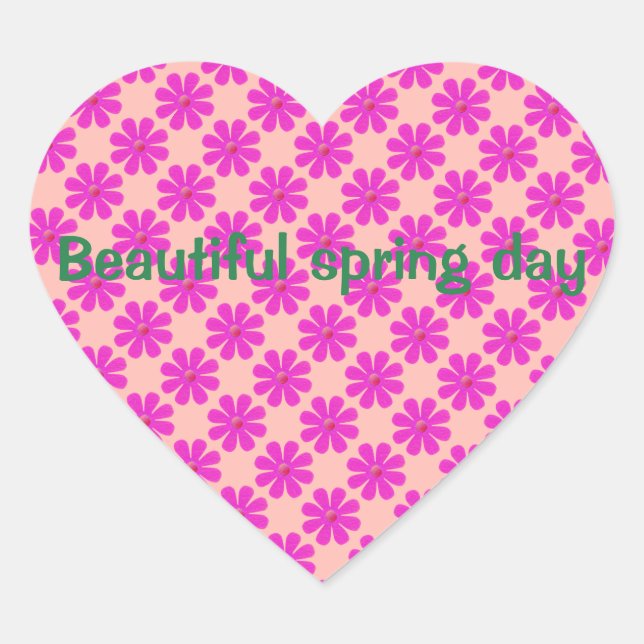 Adesivo Coração Personalizar flores cor-de-rosa Primavera (Frente)