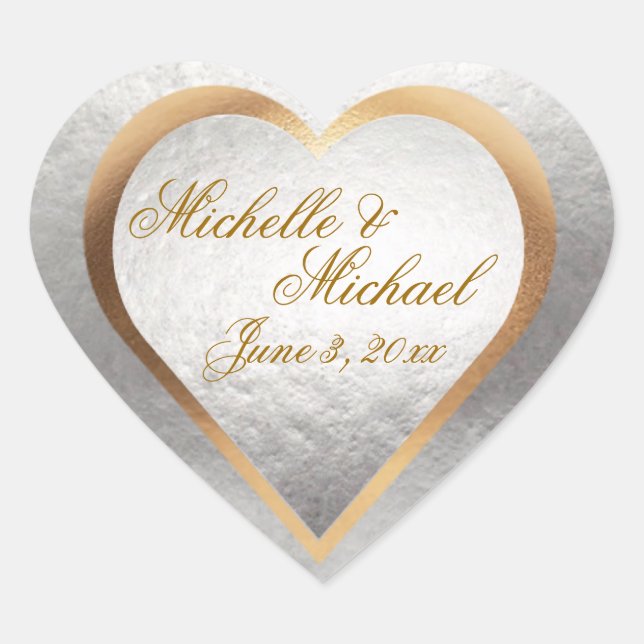 Adesivo Coração Personalizar o Coração Silver Dourado de Convite p (Frente)