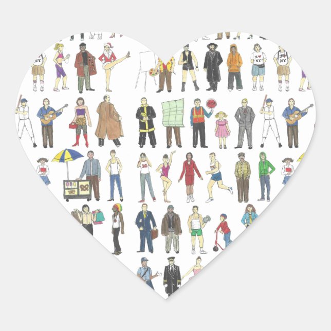 Adesivo Coração Pessoas de cidadãos Nova Iorque da NYC residentes (Frente)