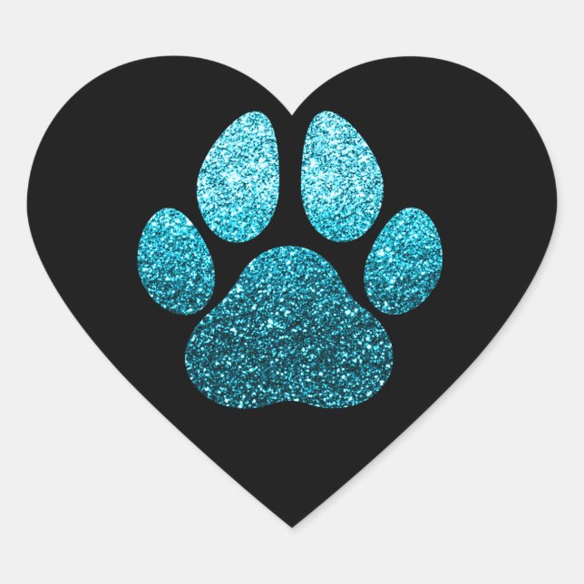 Adesivo Coração Pet Paw Blue Spark Glitter Heart Spark (Frente)