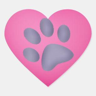 Adesivo Coração Pets Dog ou Cat Paw Print Heart Collection Sticker