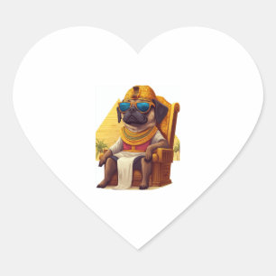 Adesivo Coração Pharaoh Pug � Cão Antigo Egito