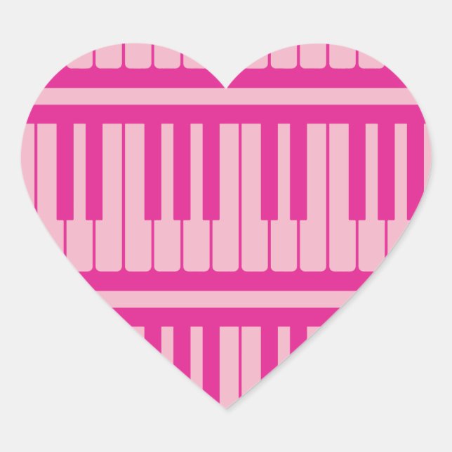 Adesivo Coração Piano Keys Pink Magenta Patterno (Frente)