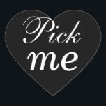 Adesivo Coração Picante de coração preto e branco<br><div class="desc">Este adesivo super fofo "me pegue", faz um acessório de excelente para qualquer aperitivo, sobremesa ou favor de comida.</div>