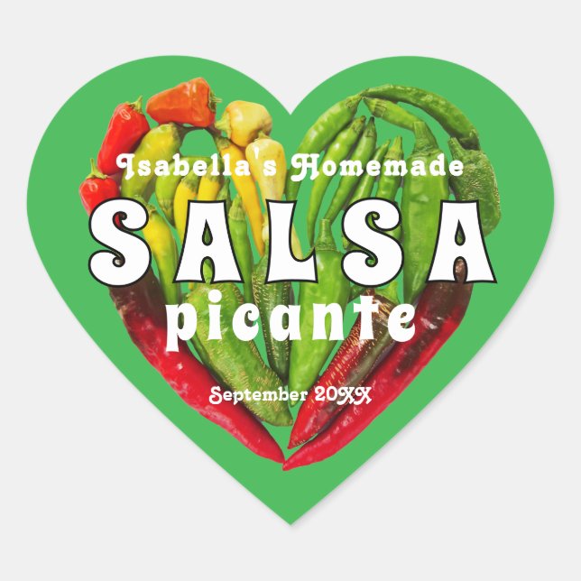 Adesivo Coração Pimentas ardentes coração Salsa picante (Frente)
