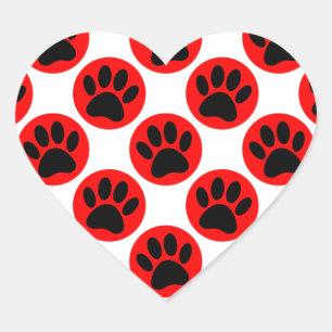 Adesivo Coração Pinças Negras De Cachorro Em Bolinhas Vermelhas