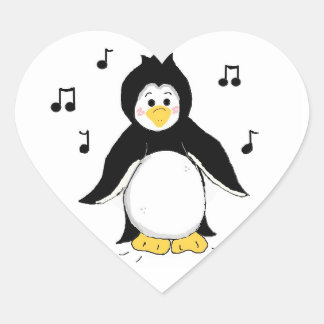 Adesivo Coração Pinguim Cantando