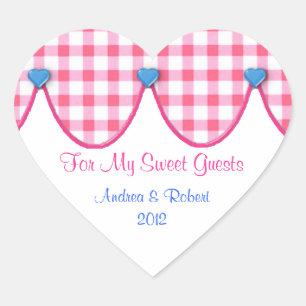 Adesivo Coração Pinhel de Buffet Favorito do Coração Gingham Ros