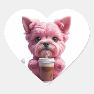 Adesivo Coração pink coffee puppy