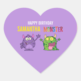 Adesivo Coração Pink violet monster Fun kids 