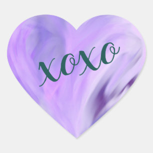 Adesivo Coração Pintado com Coração Roxo Xoxo Watercolor