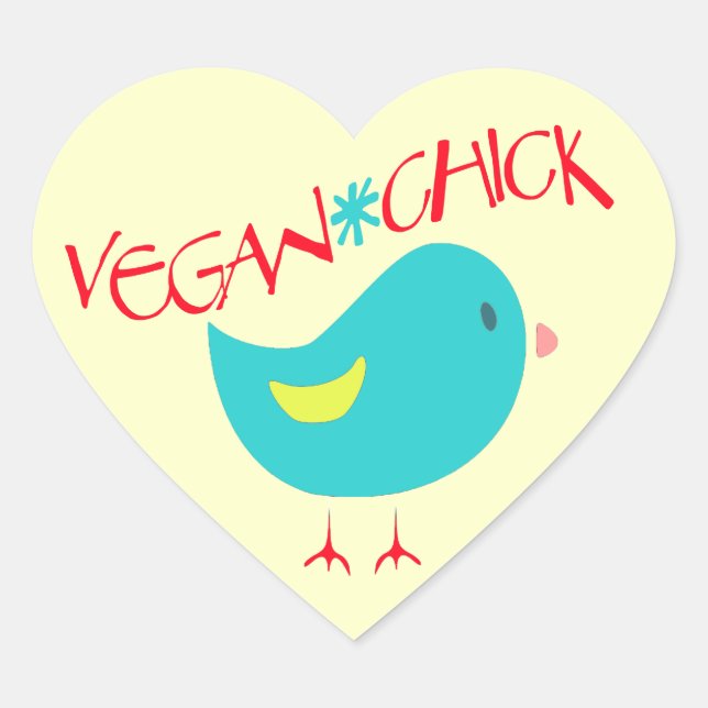 Adesivo Coração Pintinho do Vegan (Frente)