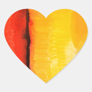 Adesivo Coração Pintura de Abstrato Amarelo Vermelho Moderno