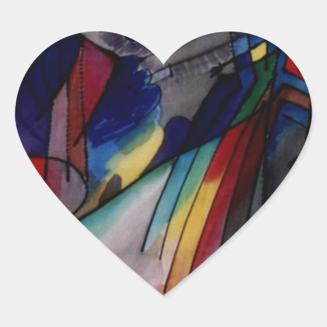 Adesivo Coração Pintura de Abstrato Kandinsky 1913 (Frente)