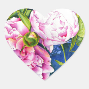 Adesivo Coração Pintura de pénia branca rosa  floral romântico