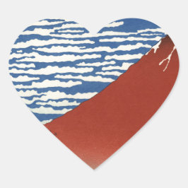 Adesivo Coração Pintura do vulcão Monte Fuji Japão