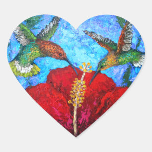 Adesivo Coração Pintura Floral de Beijos Verdes e Bonitos