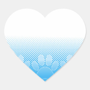 Adesivo Coração Pinturas Azuis E Brancas Com Fundo De Jornais